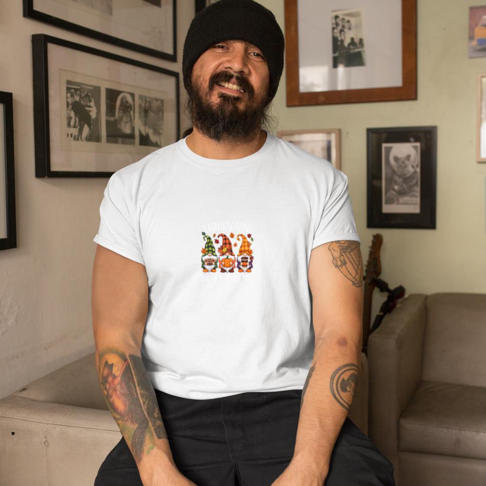 Thanksgiving With My Gnomies Funny Autumn Fall Garden Gnomes T-Shirt #2 - Image 12