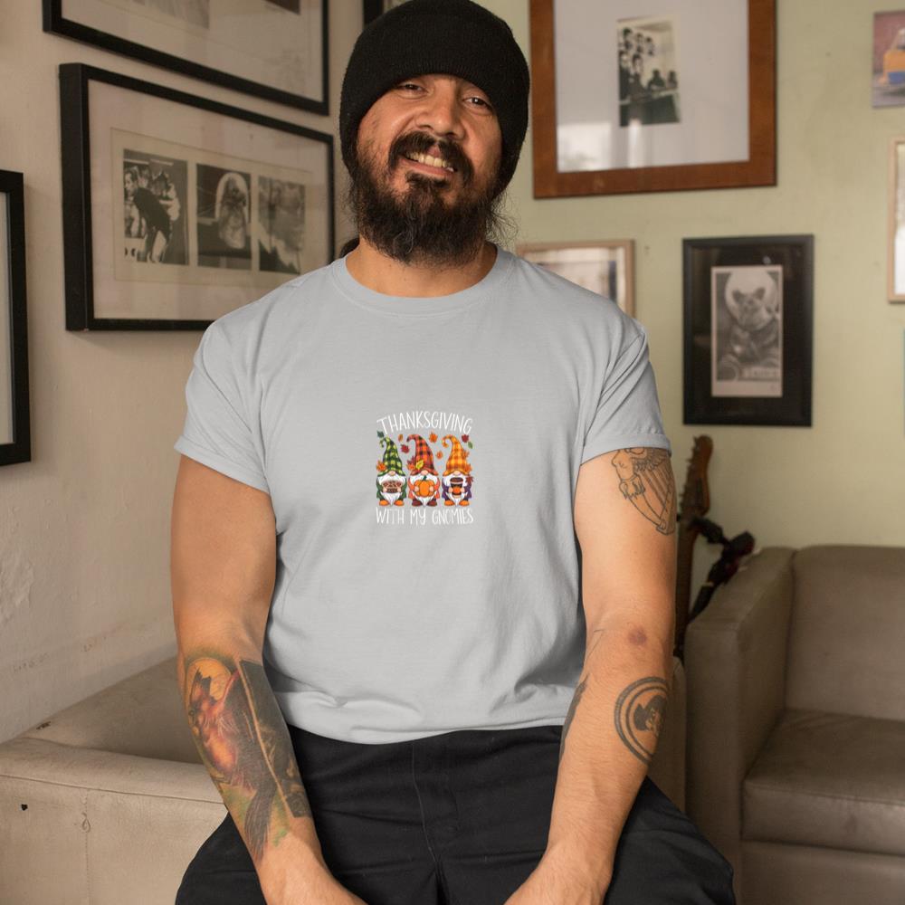 Thanksgiving With My Gnomies Funny Autumn Fall Garden Gnomes T-Shirt #2 - Image 10