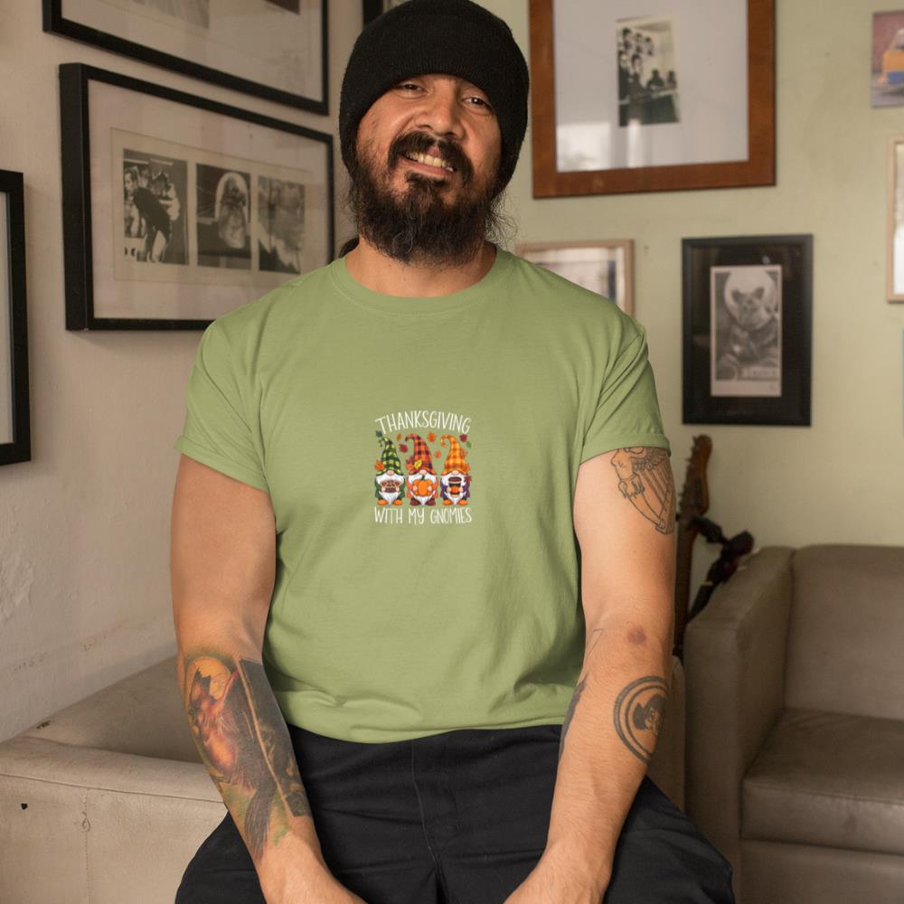 Thanksgiving With My Gnomies Funny Autumn Fall Garden Gnomes T-Shirt #2 - Image 6