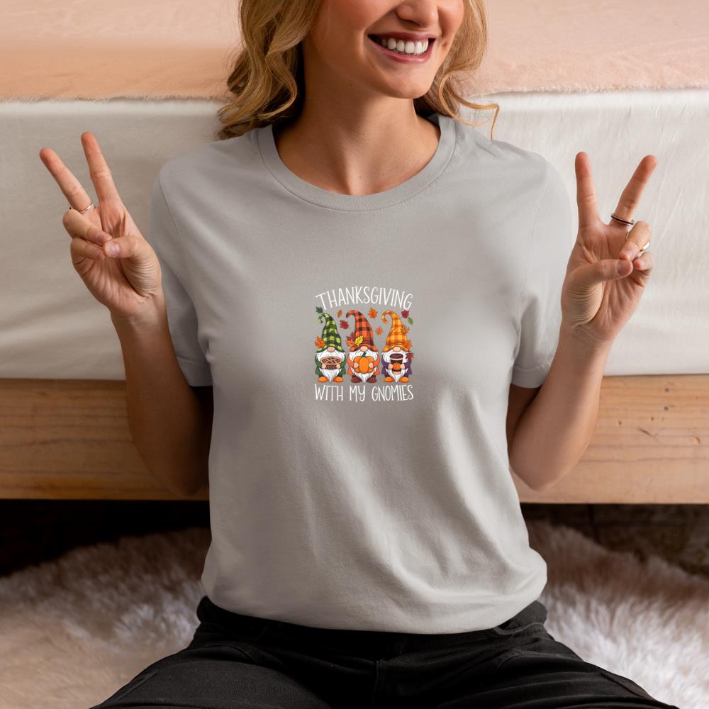 Thanksgiving With My Gnomies Funny Autumn Fall Garden Gnomes T-Shirt #2 - Image 11