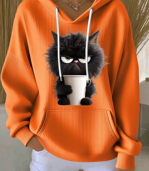 Women'S Cool Cat Printed Hoodie
