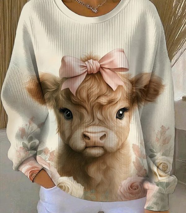 Women's Animal Cow Print Casual Sweatshirt