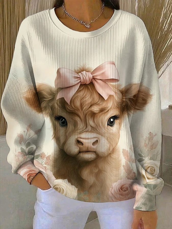 Women's Animal Cow Print Casual Sweatshirt