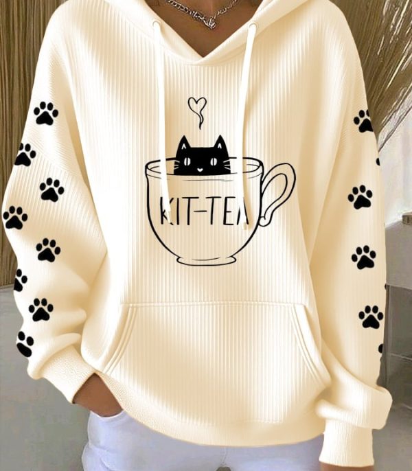 Women's Cat Cafe Printed Hoodie