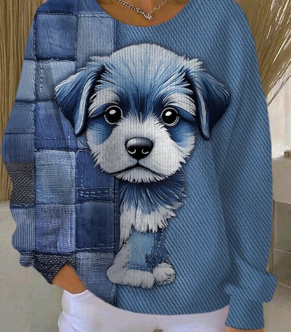 Women's Cute Animal Puppy Art Print Sweatshirt