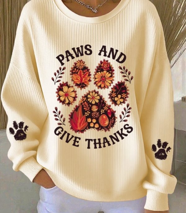 Women's Retro Paws And Give Thanks Sweatshirt