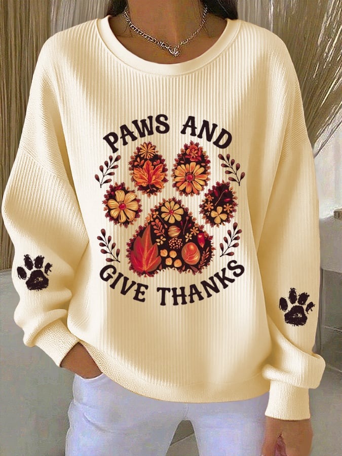 Women's Retro Paws And Give Thanks Sweatshirt