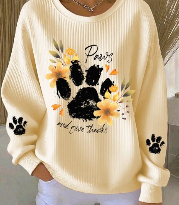 Women's Retro Thanksgiving Fun Highland Cow Print Sweatshirt