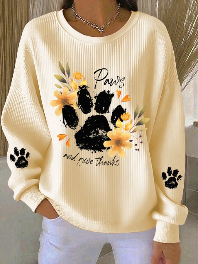 Women's Retro Thanksgiving Fun Highland Cow Print Sweatshirt